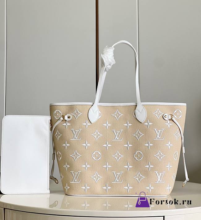 Fortok Louis Vuitton By The Pool Neverfull MM Bag Beige M22839 31x28x14cm - 1