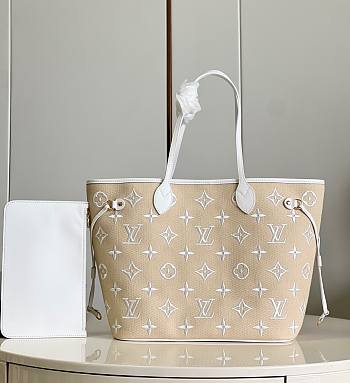 Fortok Louis Vuitton By The Pool Neverfull MM Bag Beige M22839 31x28x14cm