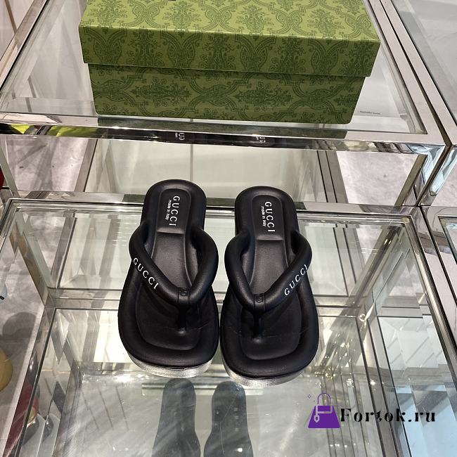 Fortok Gucci Flip Flops Black - 1