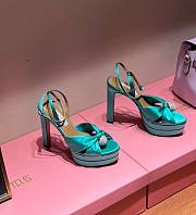 Fortok Aquazzura Yes Darling 130 Satin Platform Sandals Green - 1