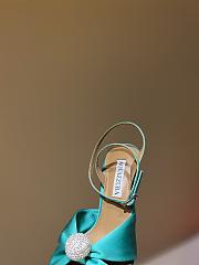 Fortok Aquazzura Yes Darling 130 Satin Platform Sandals Green - 3