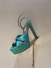 Fortok Aquazzura Yes Darling 130 Satin Platform Sandals Green - 4