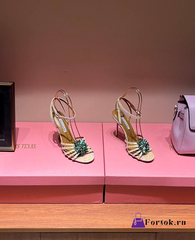 Fortok Aquazzura Stardust Sandals 105 Yellow - 1