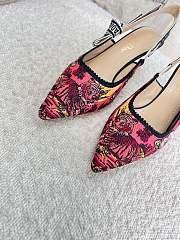 Fortok Dior Slingback Pumps Rani Pink Multicolor Embroidered Cotton with Toile de Jouy Voyage Motif - 2