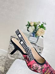 Fortok Dior Slingback Pumps Rani Pink Multicolor Embroidered Cotton with Toile de Jouy Voyage Motif - 3