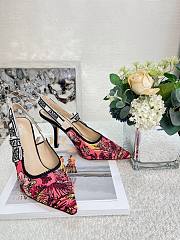 Fortok Dior Slingback Pumps Rani Pink Multicolor Embroidered Cotton with Toile de Jouy Voyage Motif - 5