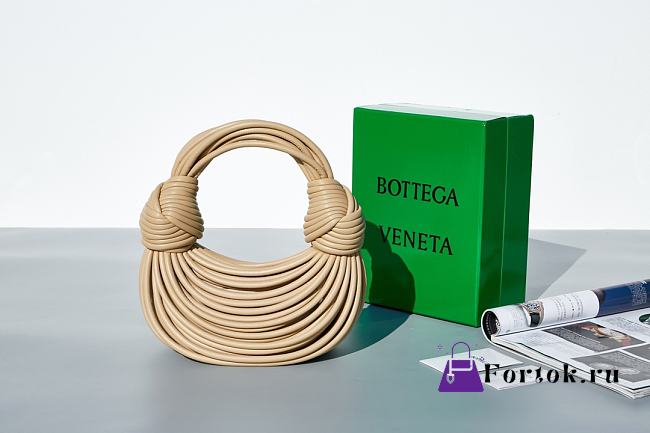 Fortok Bottega Veneta Nappa Mini Tubular Double Knot Bag Beige - 1