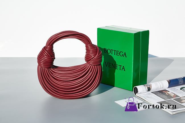 Fortok Bottega Veneta Nappa Mini Tubular Double Knot Bag Burgundy - 1