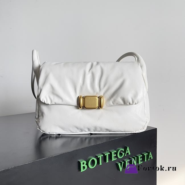 Fortok Bottega Veneta Pad Messenger Bag White 29x19x9cm - 1