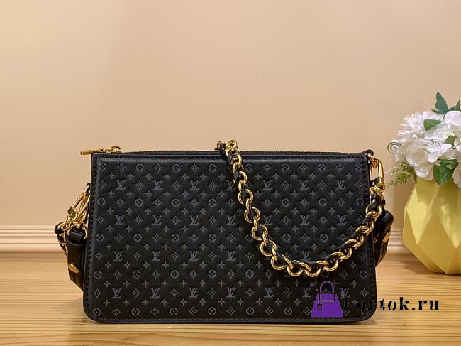 Fortok Louis Vuitton Lexington Pouch Bag Black 21.5x13x5.5cm - 1