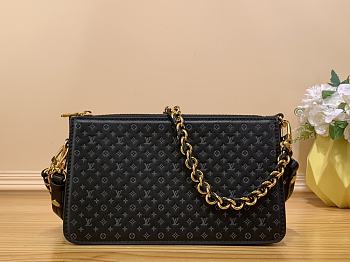 Fortok Louis Vuitton Lexington Pouch Bag Black 21.5x13x5.5cm