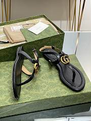 Fortok Gucci Double G Leather Thong Sandals Black - 2