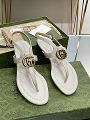 Fortok Gucci Double G Leather Thong Sandals White - 1