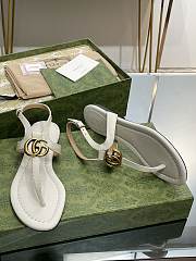 Fortok Gucci Double G Leather Thong Sandals White - 4