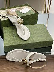 Fortok Gucci Double G Leather Thong Sandals White - 3