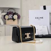 Fortok Celine Chain Shoulder Bag Triomphe With Strass Closure Black 20.5x10.5x4cm - 3