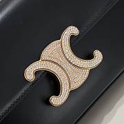 Fortok Celine Chain Shoulder Bag Triomphe With Strass Closure Black 20.5x10.5x4cm - 2
