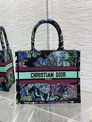Fortok Dior Book Tote Bag Blue Multicolor Toile de Jouy Voyage Embroidery 26x8x22cm - 1