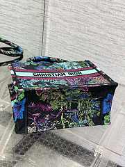 Fortok Dior Book Tote Bag Blue Multicolor Toile de Jouy Voyage Embroidery 26x8x22cm - 6