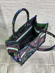 Fortok Dior Book Tote Bag Blue Multicolor Toile de Jouy Voyage Embroidery 26x8x22cm - 2