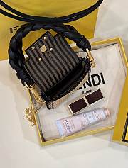 Fortok Fendi Raffia Lambskin Nano Baguette Maxi Handle Charm Black 11.5x2.5x7cm - 5