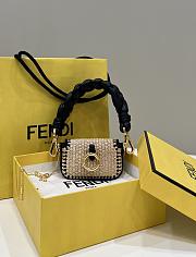 Fortok Fendi Raffia Lambskin Nano Baguette Maxi Handle Charm Black 11.5x2.5x7cm - 3