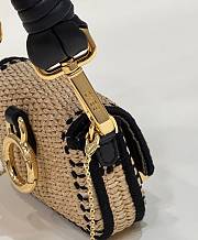 Fortok Fendi Raffia Lambskin Nano Baguette Maxi Handle Charm Black 11.5x2.5x7cm - 2