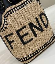 Fortok Fendi Mon Tresor Beige And Black Straw Mini Bag 12x10x19cm - 4