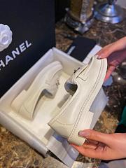 Fortok Chanel Lambskin Quilted CC Turnlock Loafers White - 4