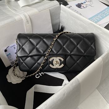 Fortok Chanel 23A Pearl Baguette Bag Black 11.5x26x4cm