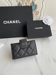 Fortok Chanel Quilted Small Flap Wallet Black Caviar 10.4×7×2cm - 5