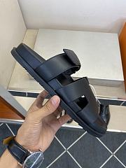 Fortok Hermes Men Leather Sandals Black - 3