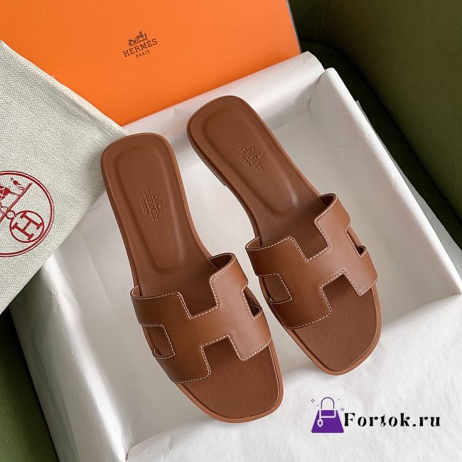 Fortok Hermes Sandals Brown - 1