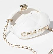 Fortok Chanel Sheepskin & Gold Plated Metal White Clutch 8.5×12×6cm - 5