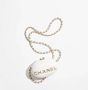 Fortok Chanel Sheepskin & Gold Plated Metal White Clutch 8.5×12×6cm - 4