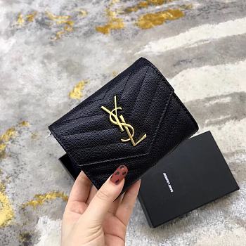 Fortok Saint Laurent Monogram Grained Wallet Black 12.5×10×2.5cm