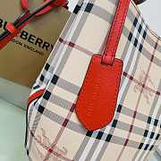 Fortok Burberry Haymarket Check Crossbody Bucket Bag In Red 18.5x15x23.5cm - 6