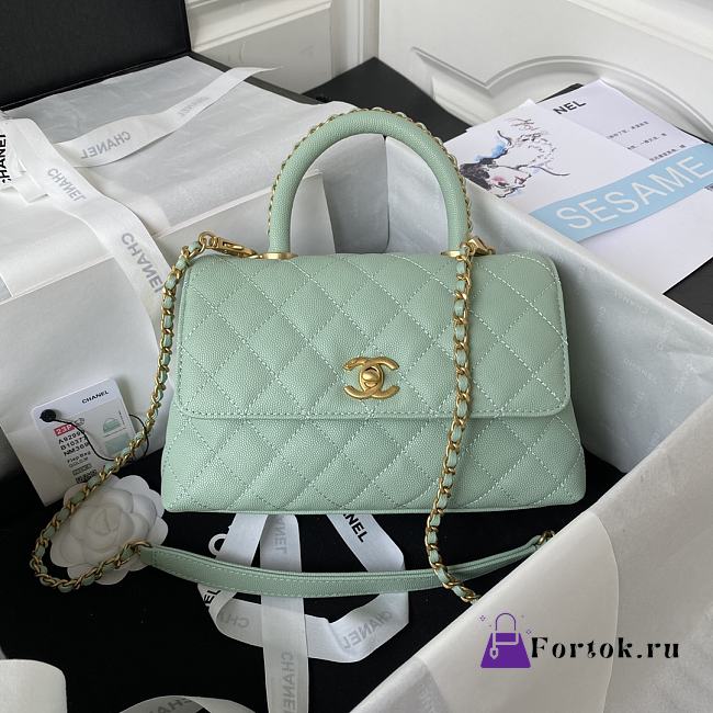 Fortok Chanel 23P Coco Handle Bag Green 23cm - 1