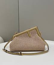 Fortok Fendi First Small Beige Raffia Macrame Bag 26x9.5x18cm - 1