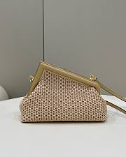 Fortok Fendi First Small Beige Raffia Macrame Bag 26x9.5x18cm - 5