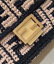 Fortok Fendi Baguette Black Raffia Back With Crocheted FF Bag 27×6×15cm - 6
