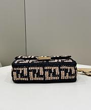 Fortok Fendi Baguette Black Raffia Back With Crocheted FF Bag 27×6×15cm - 5