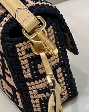 Fortok Fendi Baguette Black Raffia Back With Crocheted FF Bag 27×6×15cm - 3