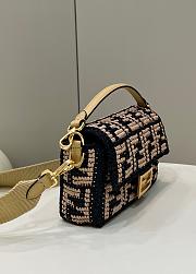 Fortok Fendi Baguette Black Raffia Back With Crocheted FF Bag 27×6×15cm - 2