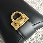 Fortok Salvatore Ferragamo Black Leather Trifolio Bucket Bag 13×10×19cm - 5