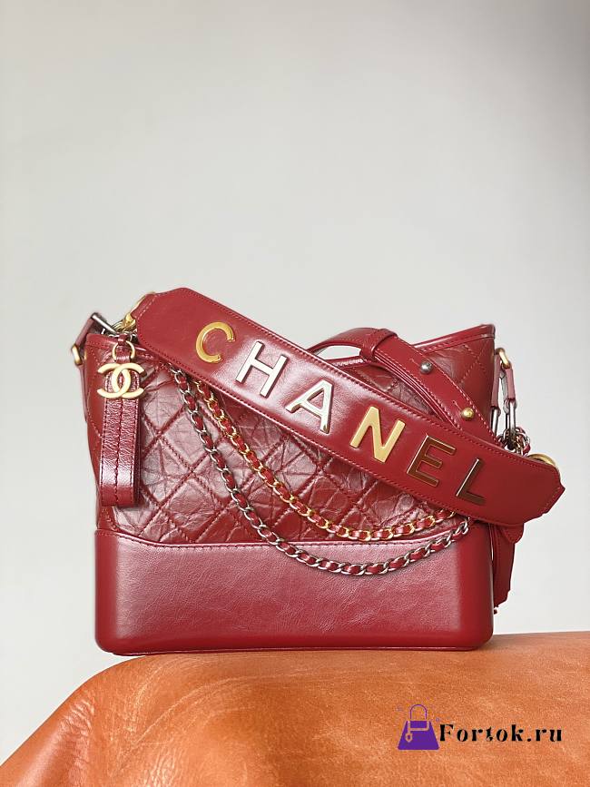 Fortok Chanel Gabrielle Medium Hobo Bag Burgundy 27cm - 1
