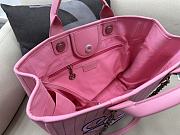 Fortok Chanel Maxi Shopping Bag Cotton,Calfskin&Silver-Tone Metal Pink & Blue - 5