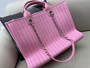 Fortok Chanel Maxi Shopping Bag Cotton,Calfskin&Silver-Tone Metal Pink & Blue - 3