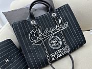 Fortok Chanel Maxi Shopping Bag Cotton,Calfskin&Silver-Tone Metal Black & White - 1