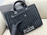 Fortok Chanel Maxi Shopping Bag Cotton,Calfskin&Silver-Tone Metal Black & White - 4